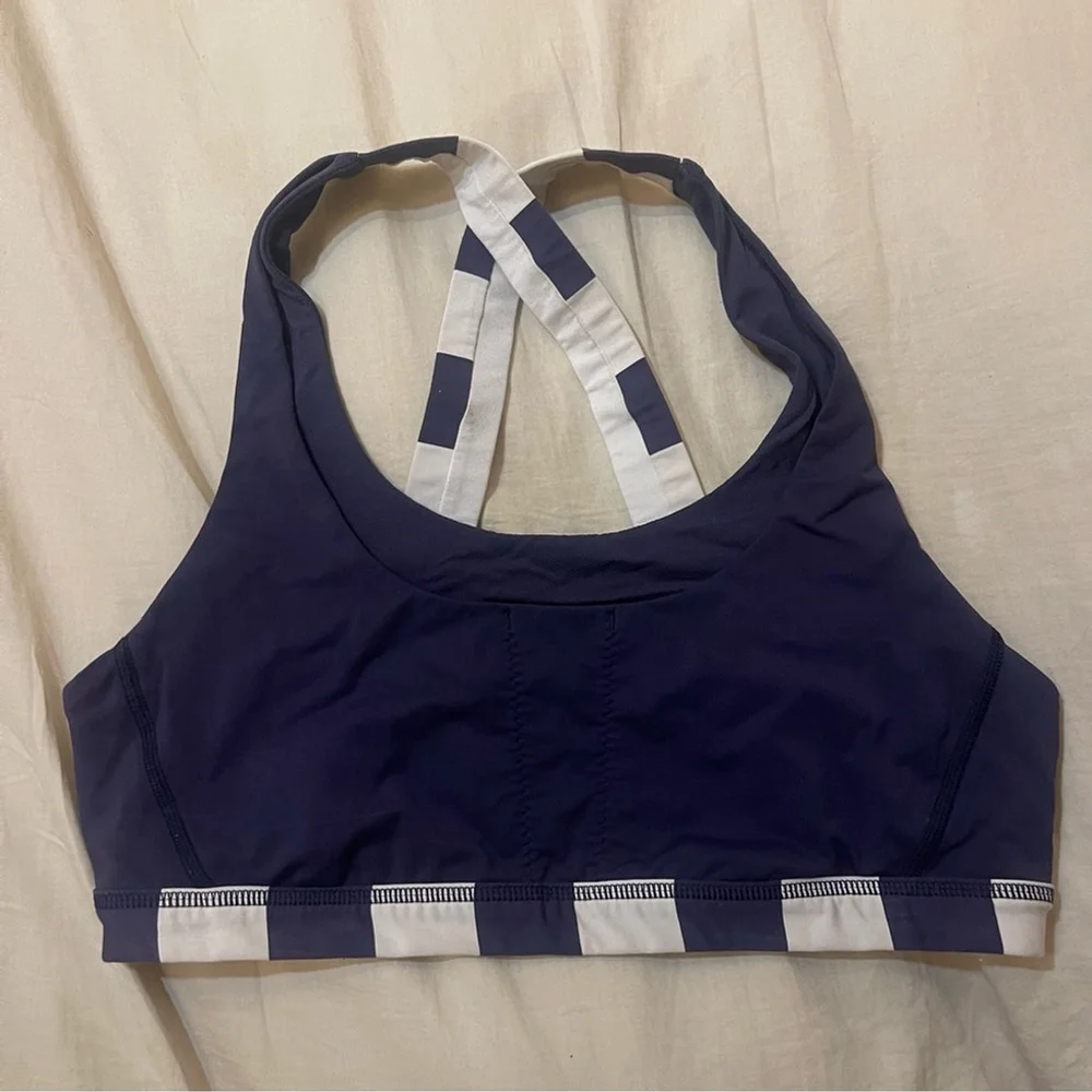 lululemon athletica Deep Navy Scoop Sports Bra with Striped Band - Picture 3 of 6